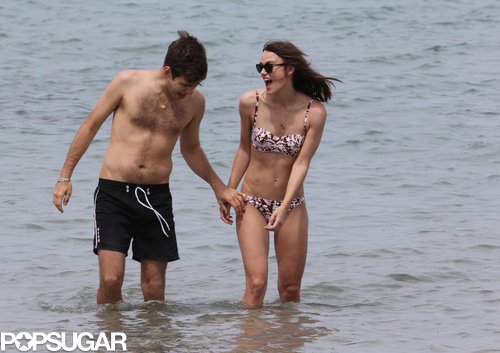 Keira Knightley wore a bikini while James Righton went shirtless.
Keira Knightley wore a bikini while James Righton went shirtless.