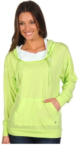 PUMA - Light Weight Cover Up Pullover Hoodie (Sharp Green/White) - Apparel