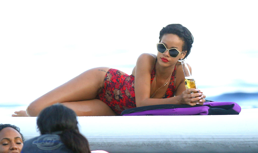 Rihanna looked glamorous while enjoying a beer in the Mediterranean Sea in July 2012.
Rihanna looked glamorous while enjoying a beer in the Mediterranean Sea in July 2012.