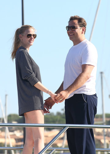 Model Lara Stone and her husband David Walliams held hands on a boat during their August 2012 trip to St. Tropez.
Model Lara Stone and her husband David Walliams held hands on a boat during their August 2012 trip to St. Tropez.