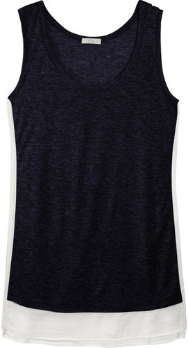 CLU Silk chiffon-trimmed stretch-jersey tank