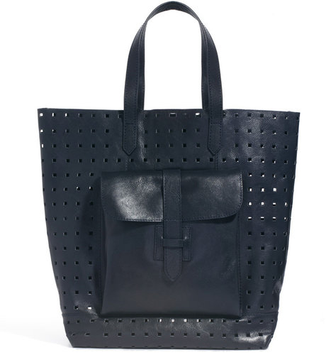 French Connection Leather Perforated Shopper