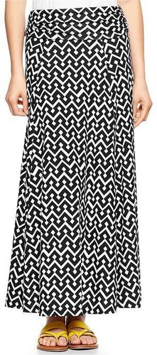 Geo print foldover maxi skirt