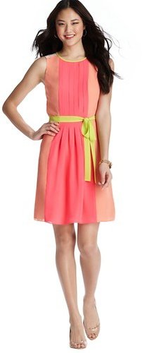 Neon Colorblocked Pleated Dress