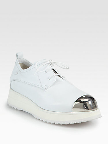 Costume National Leather Metal-Detail Platform Oxfords
