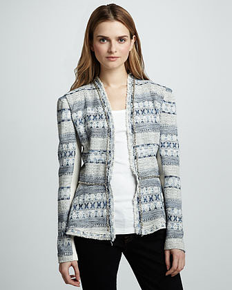 Rebecca Taylor Chain-Trim Tweed Jacket