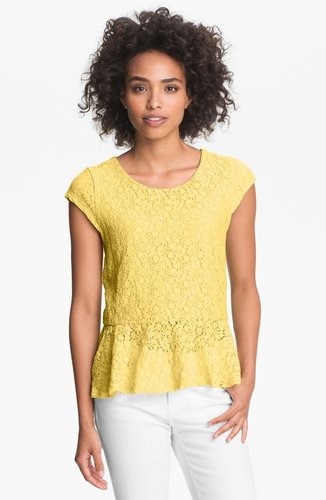 Vince Camuto Cap Sleeve Lace Peplum Top