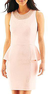 Beaded Neckline Peplum Dress