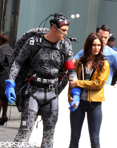 Megan Fox held onto Alan Ritchson during a scene.
Megan Fox held onto Alan Ritchson during a scene.