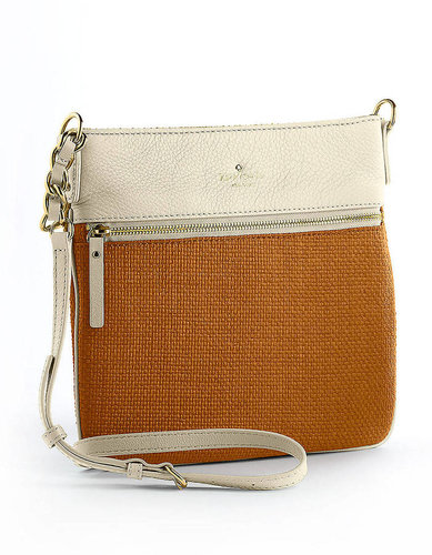 KATE SPADE NEW YORK Ellen Straw And Leather Crossbody Bag