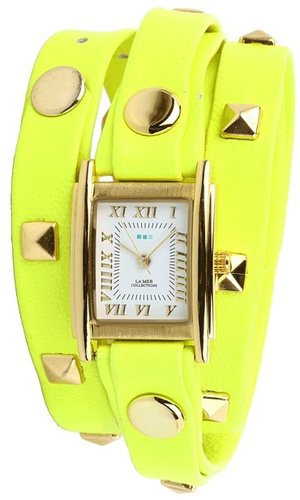 La Mer - Pyramid Studs (Neon Yellow/Gold) - Jewelry