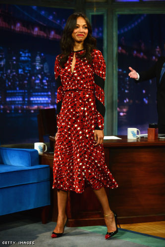 Zoe Saldana in Diane von Furstenberg Printed Dress Zoe Saldana Style