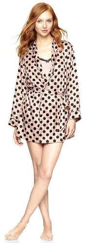 Polka dot satin robe