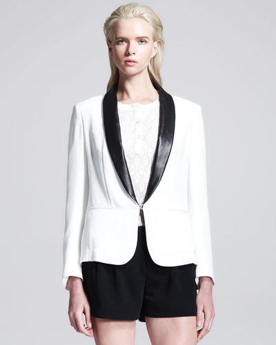 Rag & Bone Sliver Leather-Lapel Tuxedo Blazer