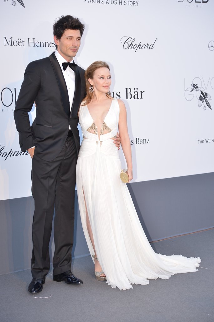 Andrés Velencoso and Kylie Minogue huddled up on the red carpet on Thursday for the amfAR gala in Cannes.
Andrés Velencoso and Kylie Minogue huddled up on the red carpet on Thursday for the amfAR gala in Cannes.