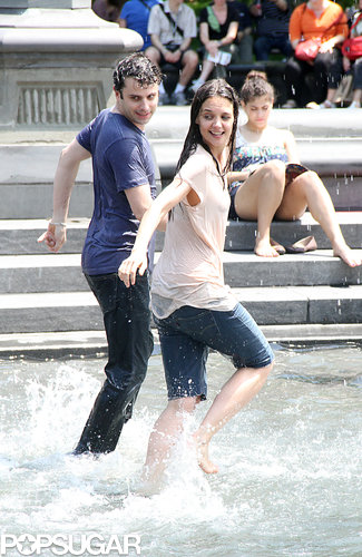 Katie Holmes and Luke Kirby splashed around in a fountain in Washington Square Park on Tuesday in NYC.
Katie Holmes and Luke Kirby splashed around in a fountain in Washington Square Park on Tuesday in NYC.