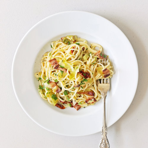 Pasta Carbonara With Leeks and Sundried Tomatoes Pasta Carbonara With Leeks and Sundried Tomatoes
