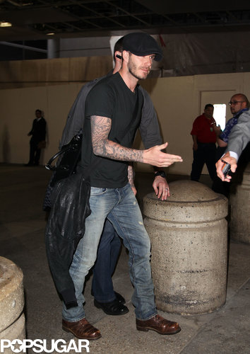 David Beckham walked through LAX airport.
David Beckham walked through LAX airport.