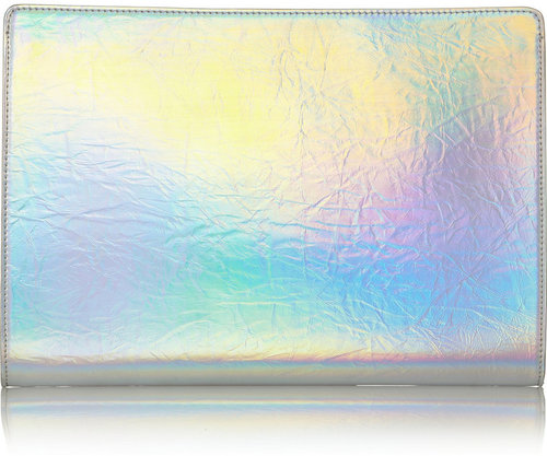 Stella McCartney Holographic faux leather clutch