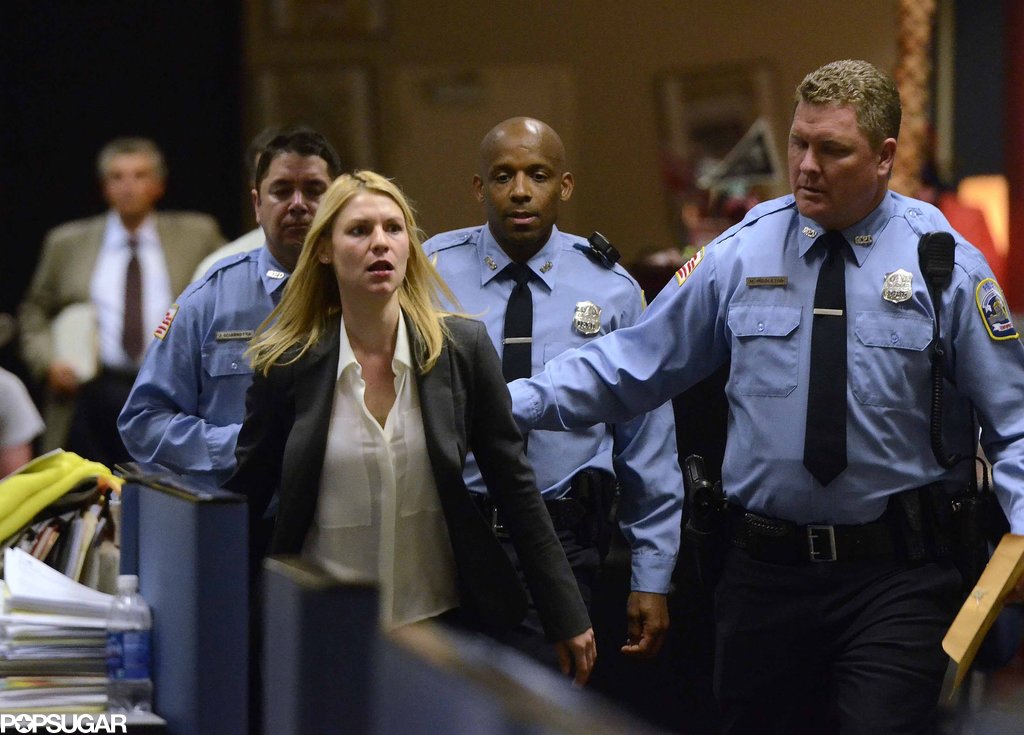 Claire Danes on the set of Homeland. Claire Danes on the set of Homeland.