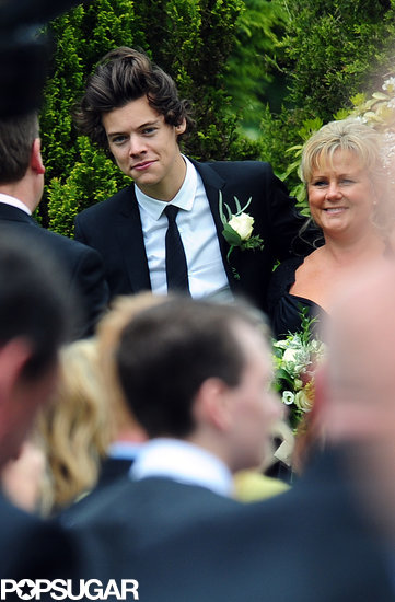 Harry Styles posed at his mom's wedding.
Harry Styles posed at his mom's wedding.