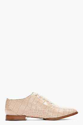 ALEXANDER WANG Nude beige crocodile skin Ingrid Oxfords