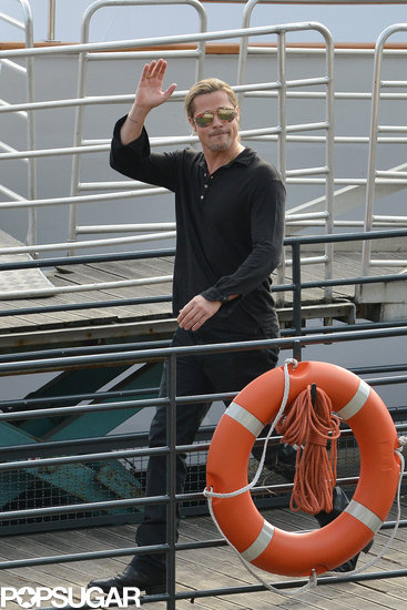 Brad Pitt waved in Paris. Brad Pitt waved in Paris.