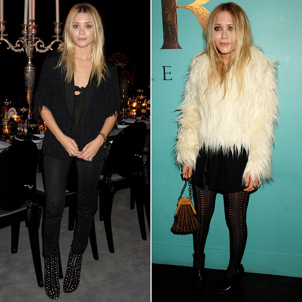 Twinning combo: The twins doubled down on texture and embellishments during a launch dinner for The Row in 2007.
Ashley went edgy in a fringed blazer and studded leather boots.
Mary-Kate played nicely with a furry white jacket, black mini, and printed tights.
Twinning combo: The twins doubled down on texture and embellishments during a launch dinner for The Row in 2007.
Ashley went edgy in a fringed blazer and studded leather boots.
Mary-Kate played nicely with a furry white jacket, black mini, and printed tights.