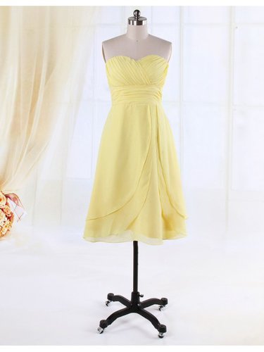 Chiffon A-Line Sweetheart Layers Bridesmaid Dress JDPD0054