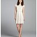 A.B.S. by Allen Schwartz cream and nude lace short sleeve eyelash trim dress