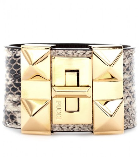 Emilio Pucci SNAKESKIN STUDDED CUFF BRACELET