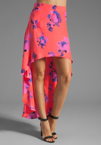Karina Grimaldi Call Print Uneven Skirt in Neon Floral