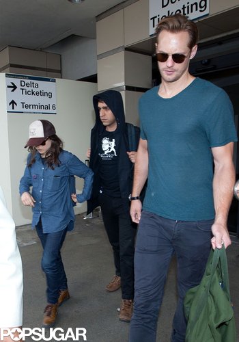 Alexander Skarsgard and Ellen Page arrived in LA with their The East director, Zal Batmanglij.
Alexander Skarsgard and Ellen Page arrived in LA with their The East director, Zal Batmanglij.