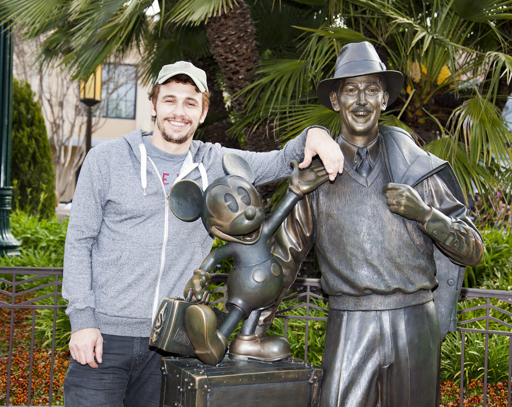 James Franco got up close and personal with a statue of Walt Disney at the LA park in March 2013.
James Franco got up close and personal with a statue of Walt Disney at the LA park in March 2013.