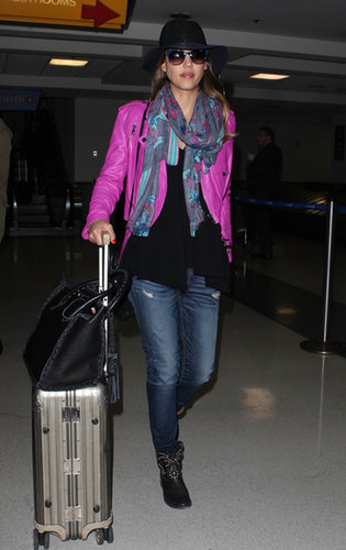 All it takes is a loud statement jacket — like the bright pink leather one Jessica Alba rocked recently — to liven up your travel style. The best part is that it'll keep you warm to boot.
All it takes is a loud statement jacket — like the bright pink leather one Jessica Alba rocked recently — to liven up your travel style. The best part is that it'll keep you warm to boot.