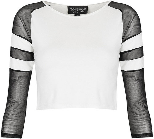 Striped Sleeve Crop Top