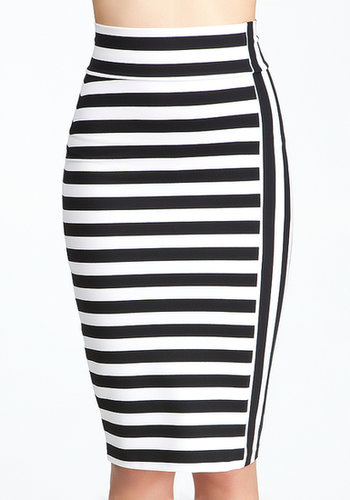 Mixed Stripe Midi Knit Skirt
