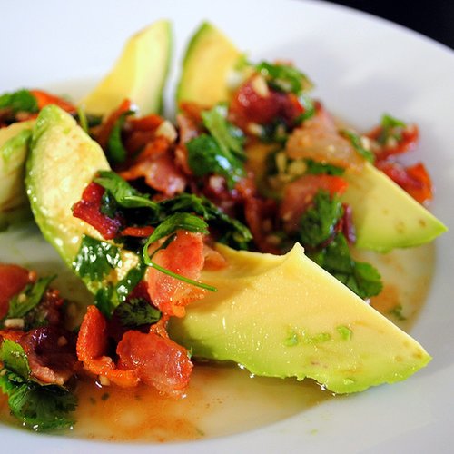 Avocado with Warm Bacon Dressing
