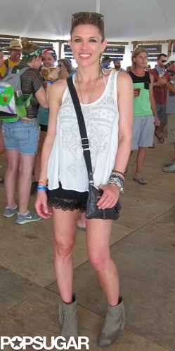 Karen's black lace shorts — from Urban Outfitters! — and ankle boots supplied equal parts girlieness and downtown cool.
Karen's black lace shorts — from Urban Outfitters! — and ankle boots supplied equal parts girlieness and downtown cool.