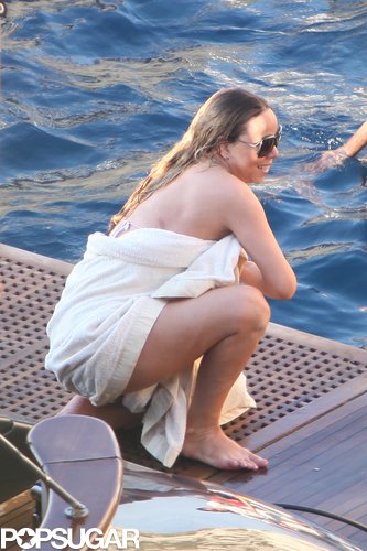 Mariah Carey covered up in the Blue Grotto.
Mariah Carey covered up in the Blue Grotto.