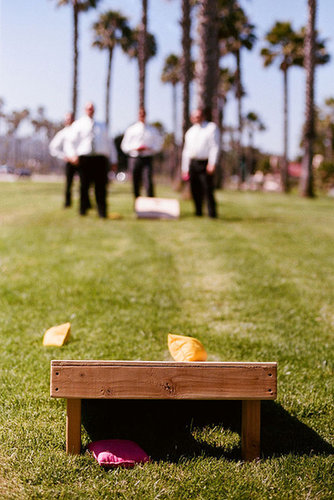 Go Green
From Bocce ball to the bean bag toss to croquet, lawn games get your guests moving and interacting before the DJ even begins.
Photo by Beaux Arts Photographie via Style Me Pretty
Go Green
From Bocce ball to the bean bag toss to croquet, lawn games get your guests moving and interacting before the DJ even begins.
Photo by Beaux Arts Photographie via Style Me Pretty