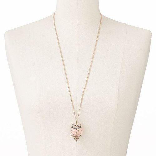 Lc lauren conrad gold tone simulated crystal owl pendant