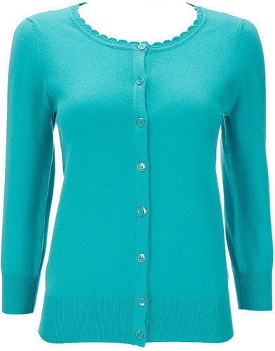 Turquoise Scallop Neck Cardigan