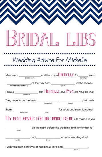 Bridal Mad Libs Bridal Mad Libs