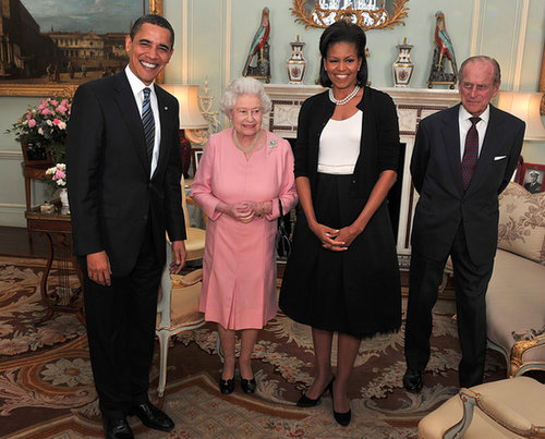 In April 2009, Barack and Michelle Obama met with Queen Elizabeth II and Prince Philip at Buckingham Palace.
In April 2009, Barack and Michelle Obama met with Queen Elizabeth II and Prince Philip at Buckingham Palace.