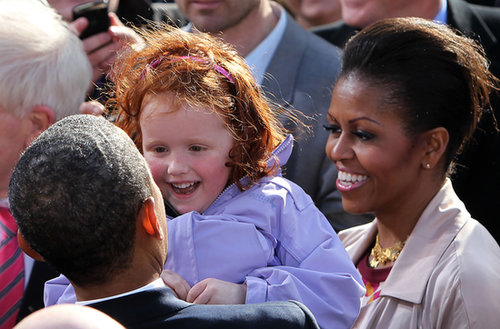 Barack and Michelle Obama greeted a young girl in Dublin, Ireland, during a public rally in May 2011.
Barack and Michelle Obama greeted a young girl in Dublin, Ireland, during a public rally in May 2011.
