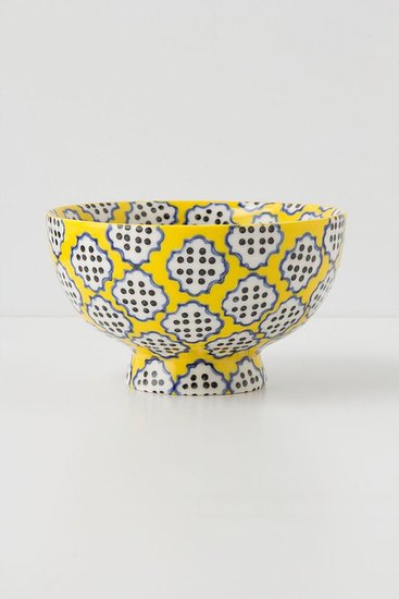 How playful is the pattern of this tiled and dotted yellow bowl ($10)?
How playful is the pattern of this tiled and dotted yellow bowl ($10)?
