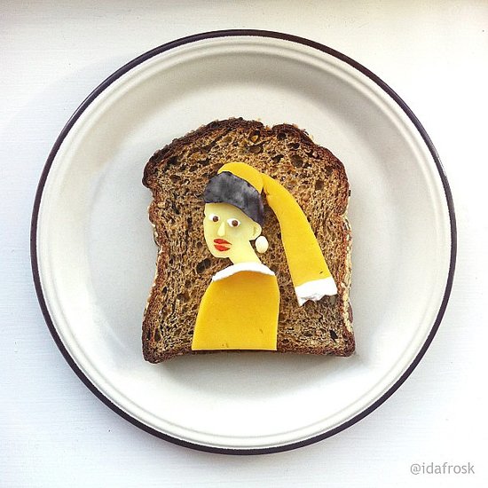 As part of her Art Toast Project, food artist Ida Skivenes reinvents classic artworks using food on a piece of toast (such as this one modeled after "The Girl With the Pearl Earring"). Check out her Instagram account for more and get lost in her amazing work.
Source: Instagram user idafrosk
As part of her Art Toast Project, food artist Ida Skivenes reinvents classic artworks using food on a piece of toast (such as this one modeled after "The Girl With the Pearl Earring"). Check out her Instagram account for more and get lost in her amazing work.
Source: Instagram user idafrosk
