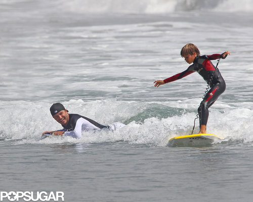 Proud dad David Beckham watched on as his son Romeo caught a wave in Malibu in July 2011.
Proud dad David Beckham watched on as his son Romeo caught a wave in Malibu in July 2011.