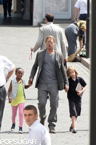 Brad Pitt took Shiloh and Zahara to the Moscow Film Festival on Friday.
Brad Pitt took Shiloh and Zahara to the Moscow Film Festival on Friday.